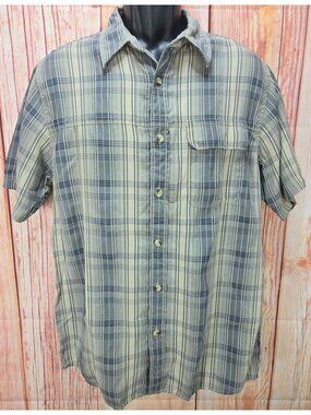 The North Face Mens Short Sleeve Tan Plaid Shirt Medium